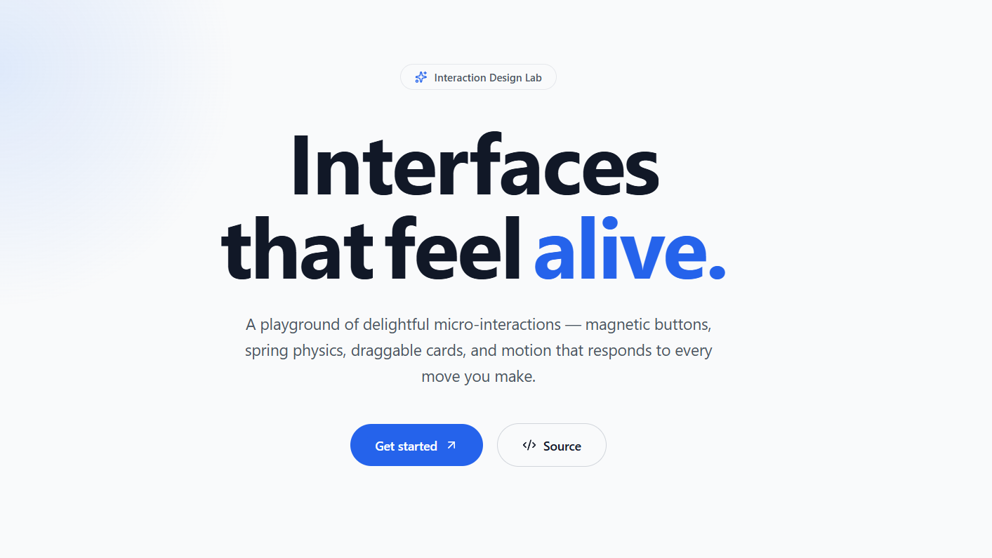Free Hero Motion Playground with Spring Physics React component built with Tailwind CSS
