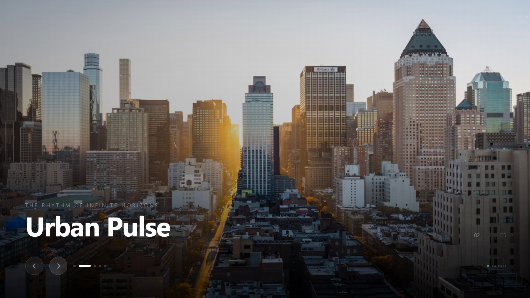 Premium Carousel Image Carousel with WebGL Transition Effects React component built with Tailwind CSS